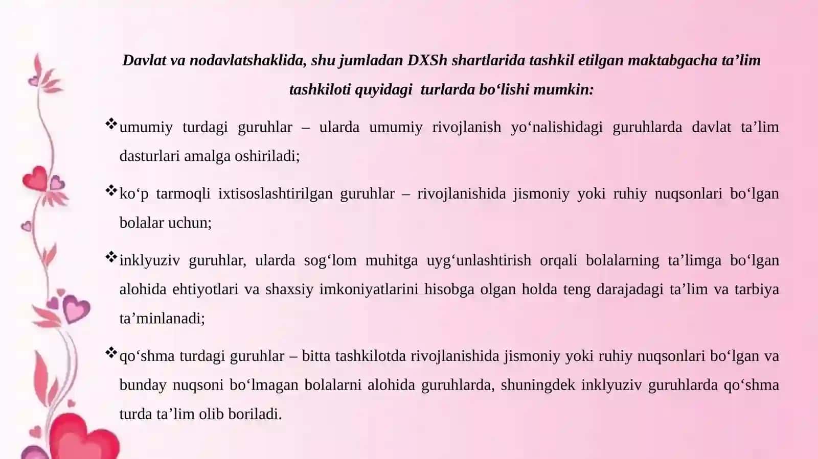 Umumiy tipdagi davlat va nodavlat maktabgacha ta’lim tashkilotlarini tashkil qilish va o‘quv faoliyatini yo‘lga qo‘yish 3