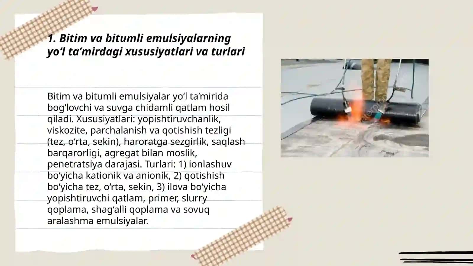 Bitim va bitumli emulsiyalarning yoʻl taʼmiri 3