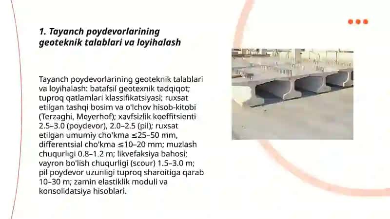 Temirbeton balkali kõpriklarning tayanch qismlari 3