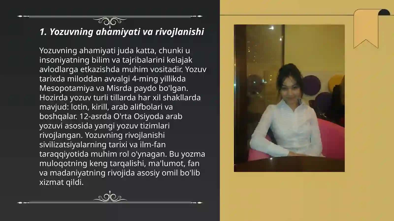 Yozuv, orfografiya va orfoepiya masalalri va ularning ta'limi 3