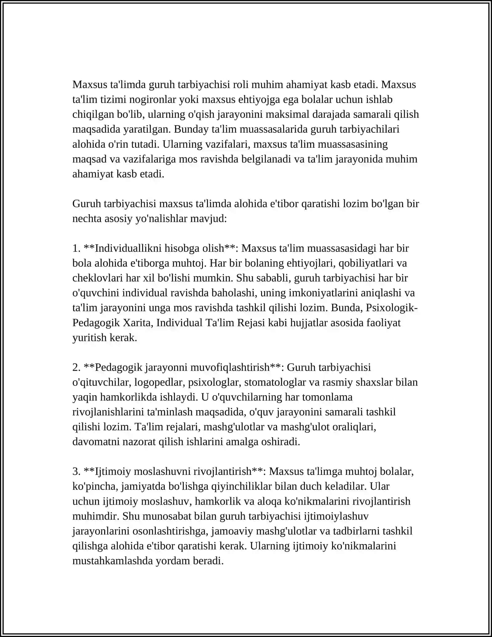 MAXSUS TA’LIMDA GURUH TARBIYACHISINING FAOLIYATI KÕP QIRRALI VA SERMAZMUN EKANLIGI 3