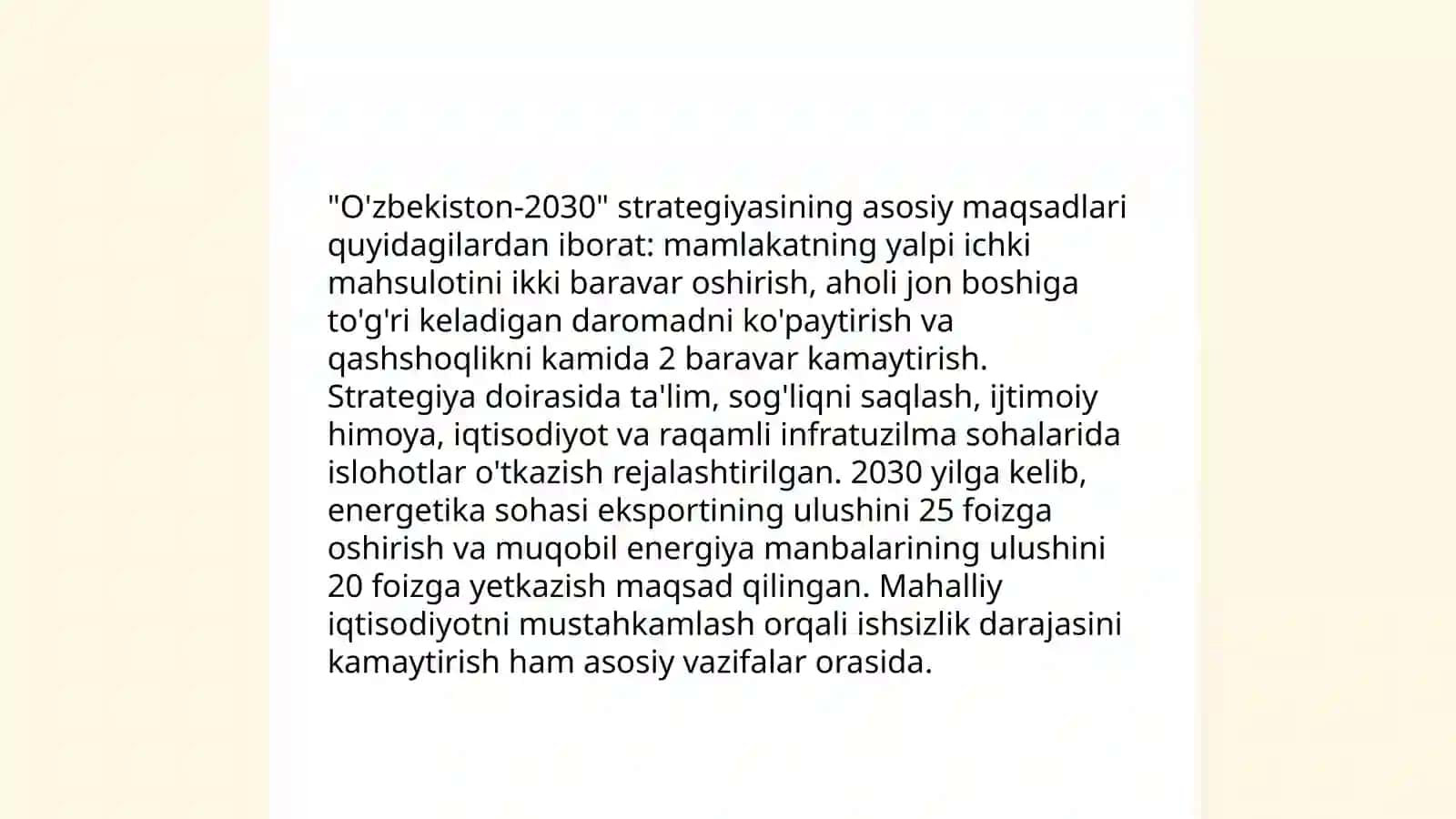 O'zbekiston-2030 strategiyasi va prezident Sh. Mirziyoyev asarlari asosida milliy va xorijiy tajribani qiyoslash 3