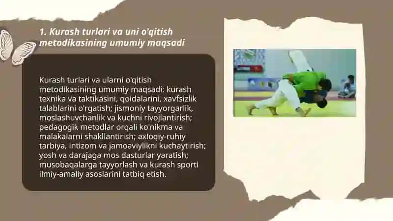 Kurash turlari va uni o'qitish metodikasi fanining maqsadi hamda vazifalari 3