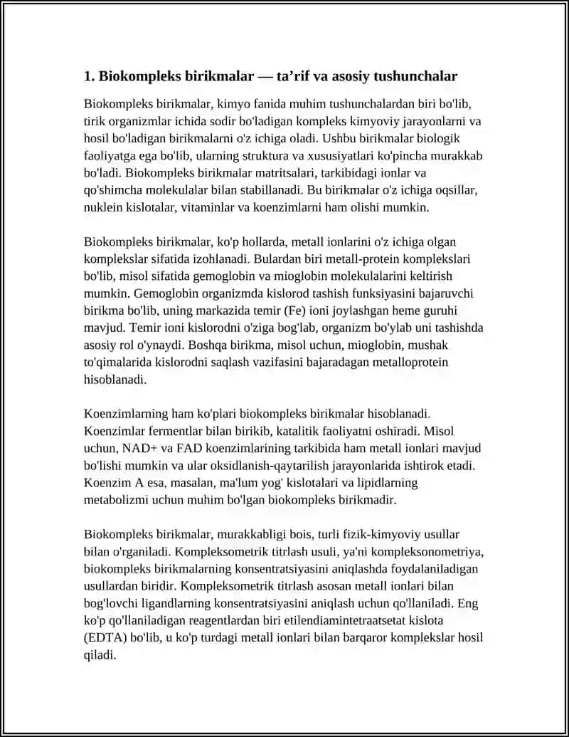 BIOKOMPLEKS BIRIKMALAR.KOMPLEKSONOMETRIYA 3