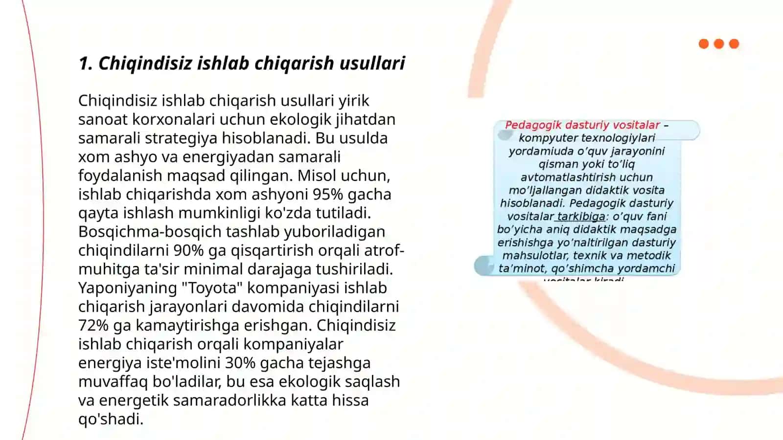 Chiqindisiz ishlab chiqarish usullari 3
