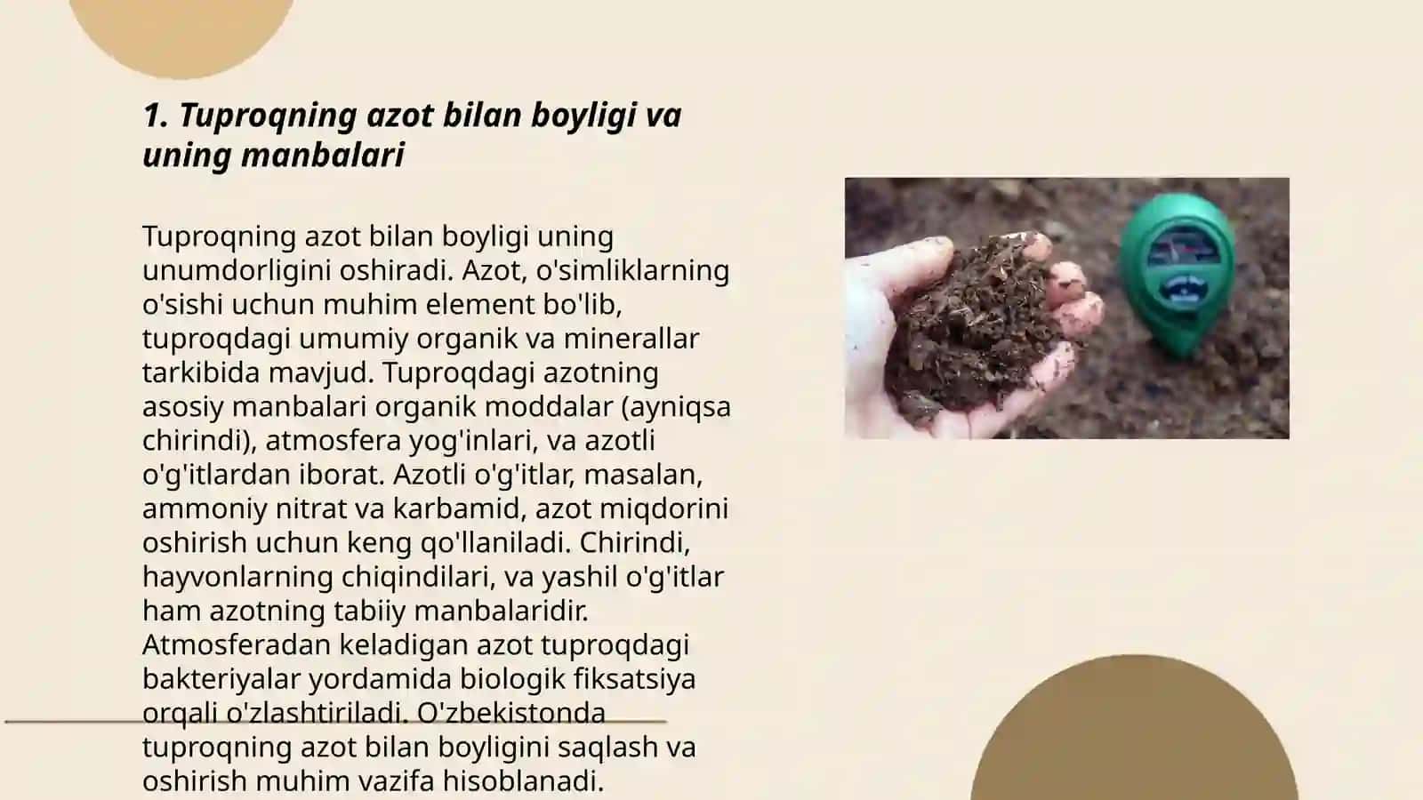 Tuproqdagi azot, fosfor, kaliy zaxiralari va ahamiyati 3