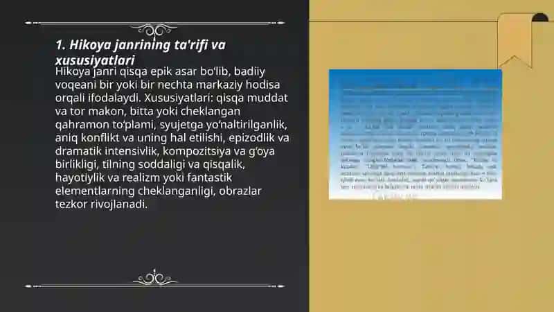 Epik tur janrlari. Hikoya janri 3