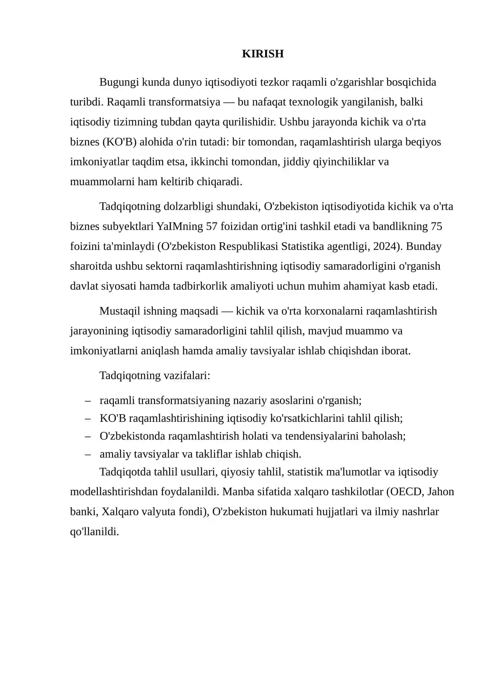 Raqamli transformatsiya jarayonida kichik va o‘rta biznesning roli: Kichik va o‘rta korxonalarni raqamlashtirishning iqtisodiy samaradorligi 3