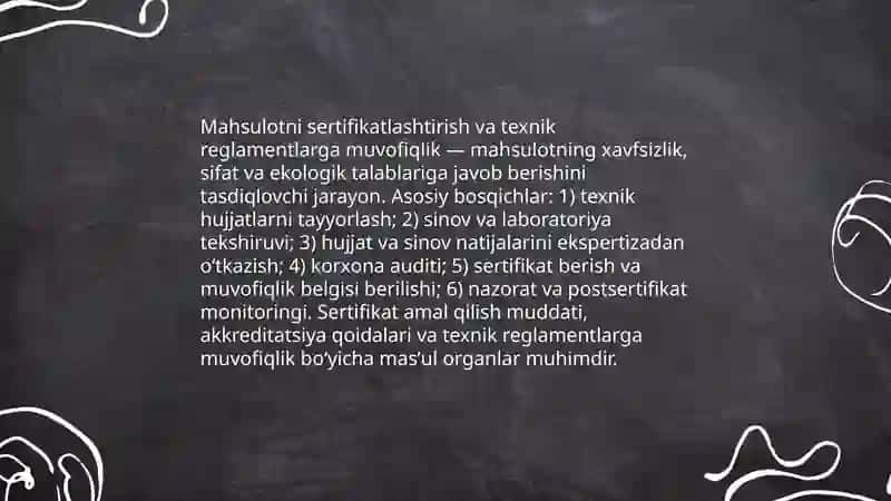 Muvofiqlikni baholash va sertifikatlashtirish ishlarini oʻz ichiga oladigan yoʻnalishlar 3