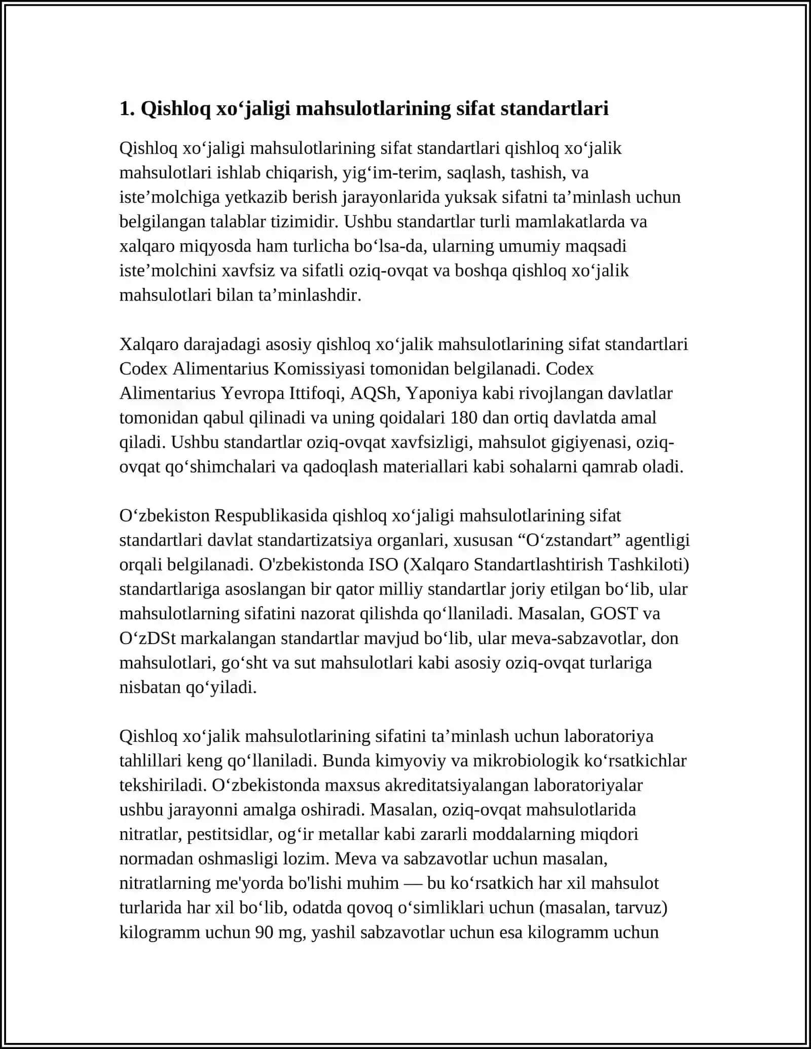 QISHLOQ XOʻJALIGI MAHSULOTLARINING STANDARTLARI 3