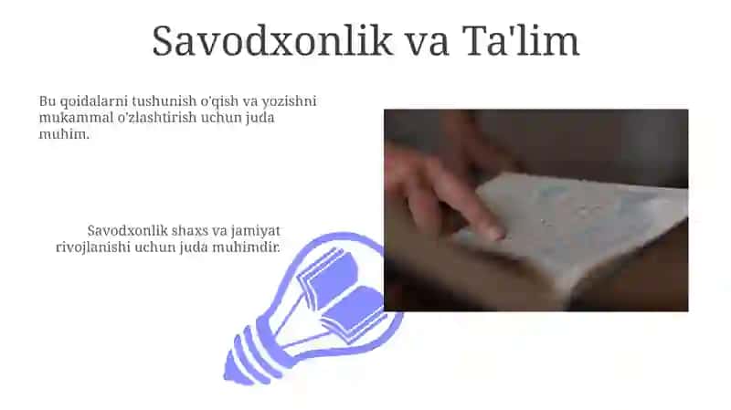 Savodxonlikka erishish: O'zbek tili standartlarining roli 3