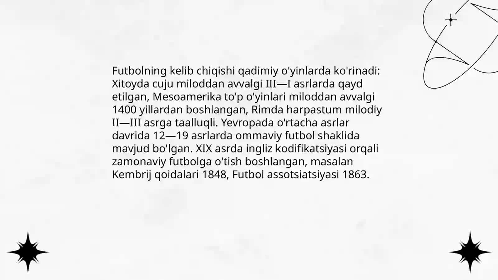 Futbol o'yinining kelib chiqish, rivojlanish tarixi va o'yin texnikasi 3