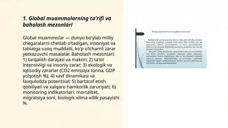 Global muammolarning mezonlari va darajalari 3