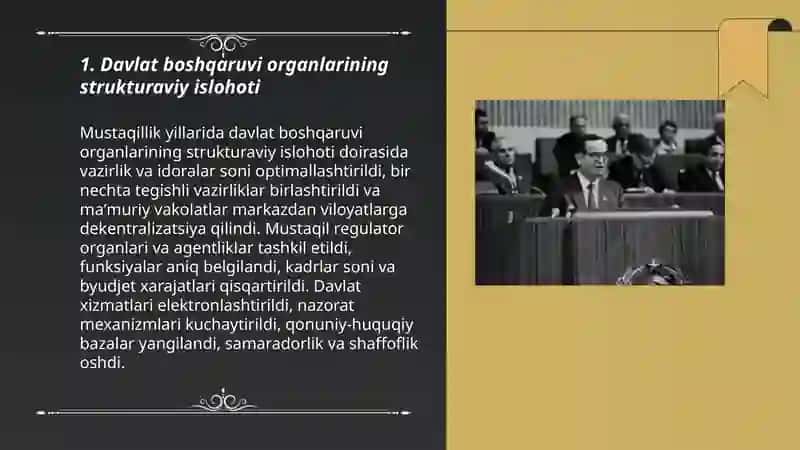 Mustaqillik yillarida davlat boshqaruvi tizimida amalga oshirilayotgan islohotlar 3