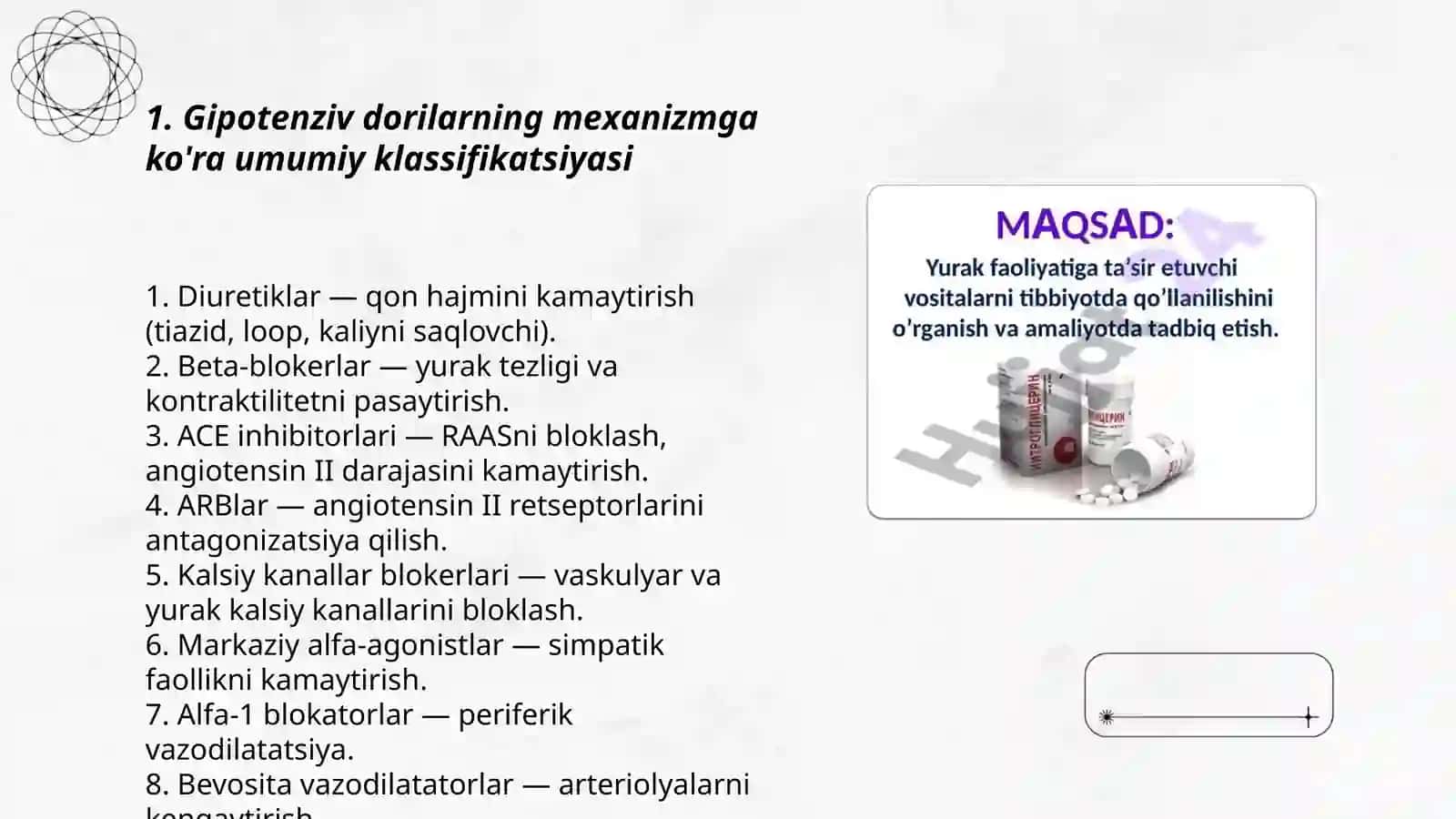 Gipotenziv dori vositalri klassifikatsiyasi 3