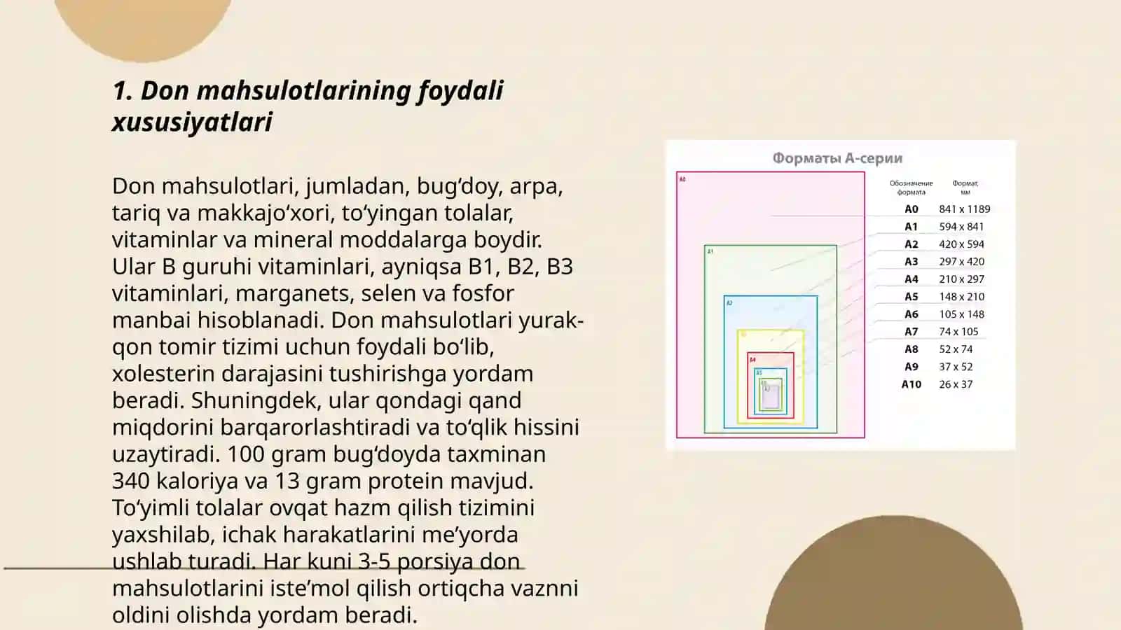 Don va yarma maxsulotlarining isteʼmol xususiyatlari va inson salomatligida tutgan urni 3