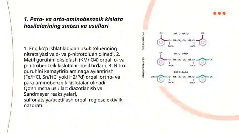 Para- va orto aminobenzoy hamda para-aminosalitsil kislota hosilalari 3