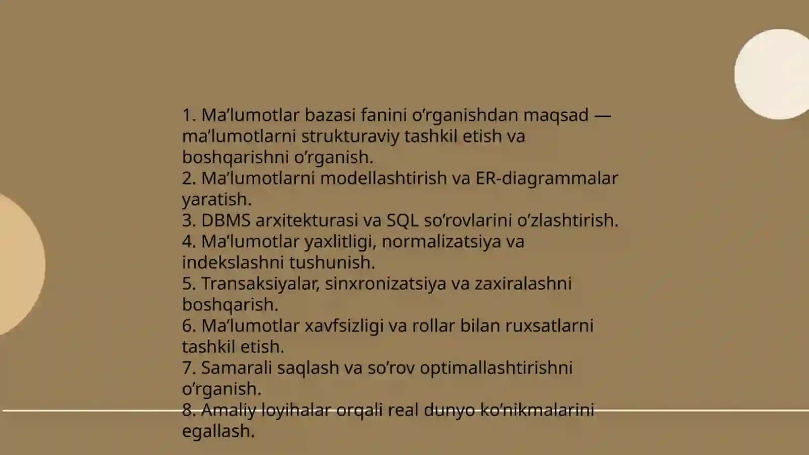 Ma'lumotlar Bazasi Fanining O'rganish Praktikumi 3