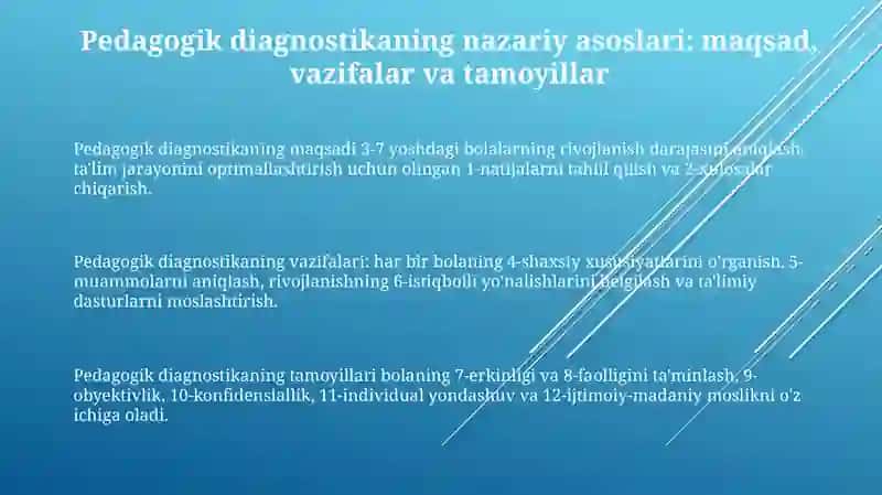 Maktabgacha talimda pedagogik diagnostikani tashkil etishning ilmiy asoslari 3