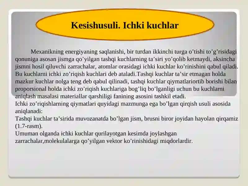 Ichki kuchlarni aniqlash 3