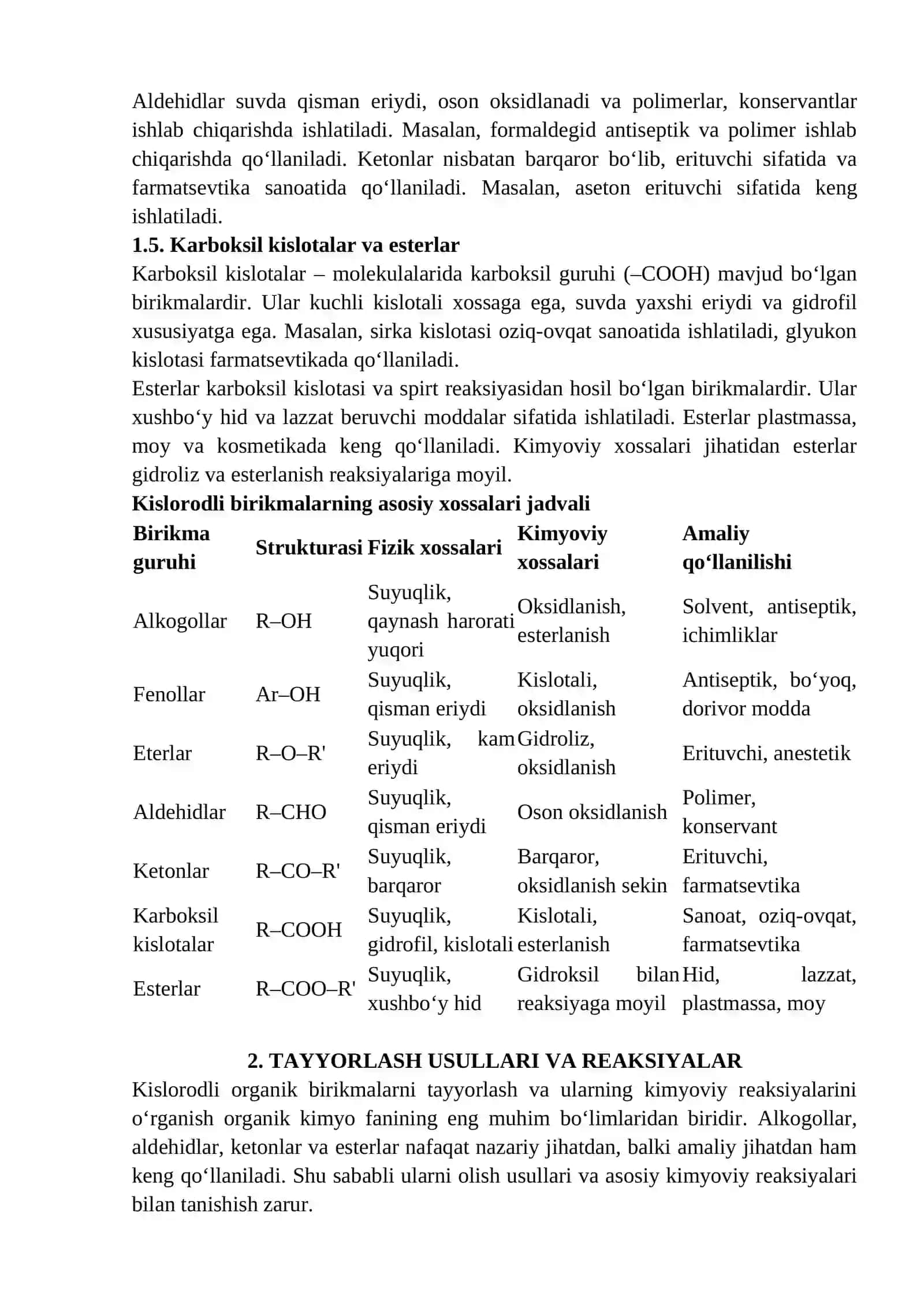 Kimyo – Kislorodning organik birikmalari 3