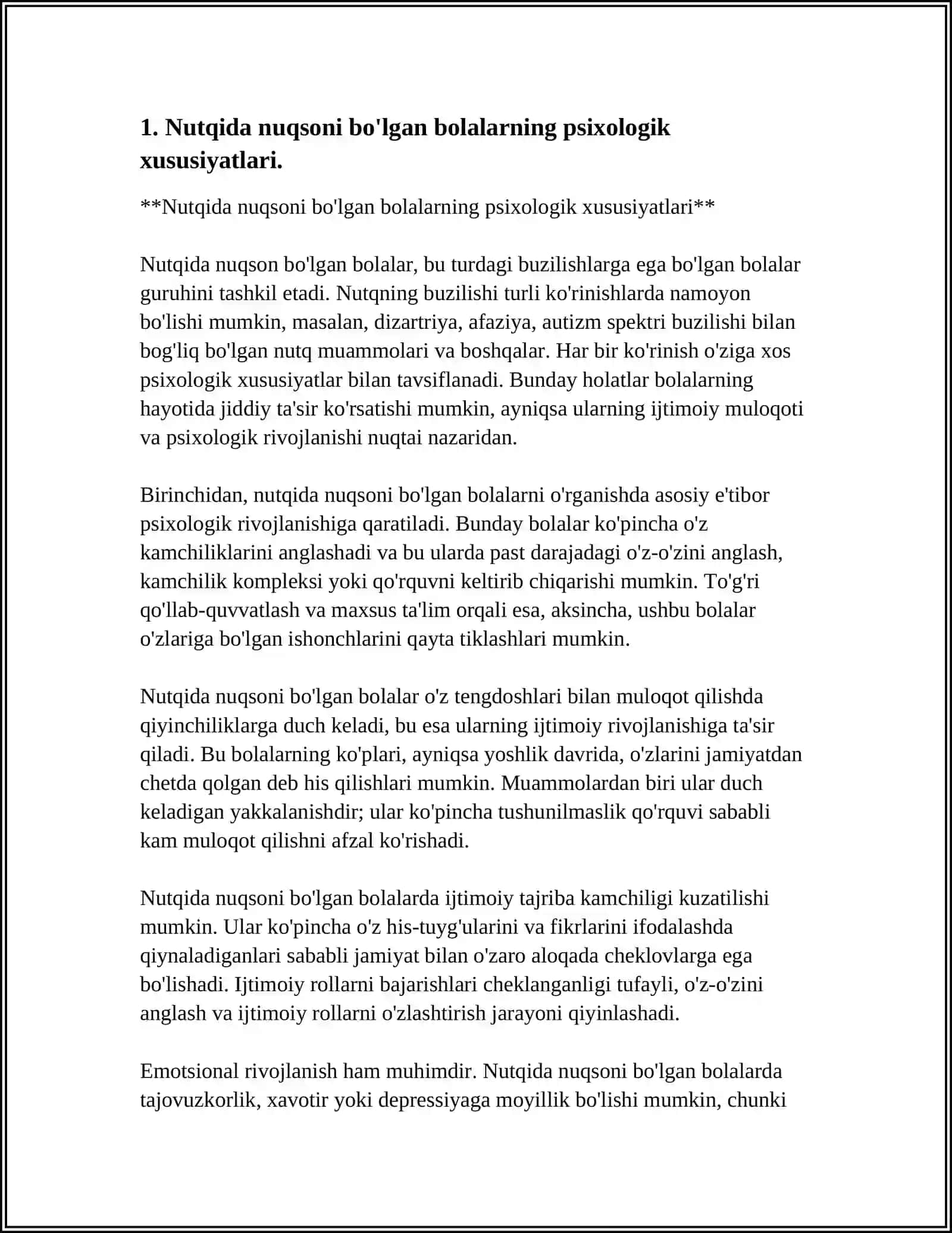 Nutqida nuqsoni bo'lgan bolalarning psixologik xususiyatlari 3