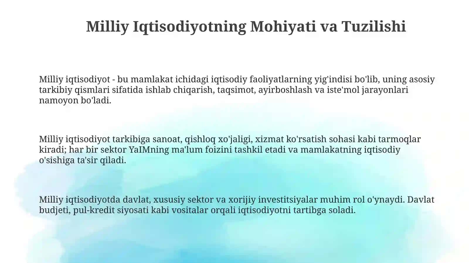 Milliy Iqtisodiyot va uning makroiqtisodiyo‘lchamlari 3