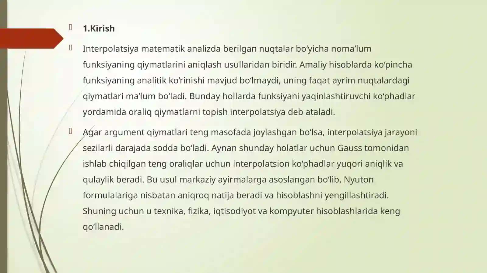 TengoraliqlaruchunGausinterpolyatsionko`phadi 3