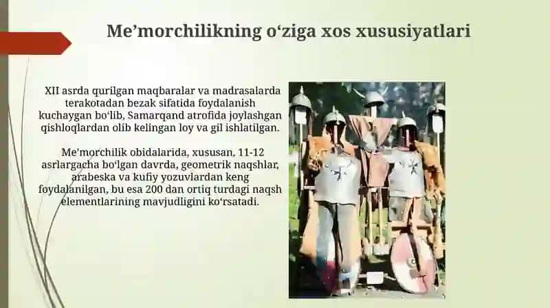 Meʼmorchilikning oʻziga xos xususiyatlari 3