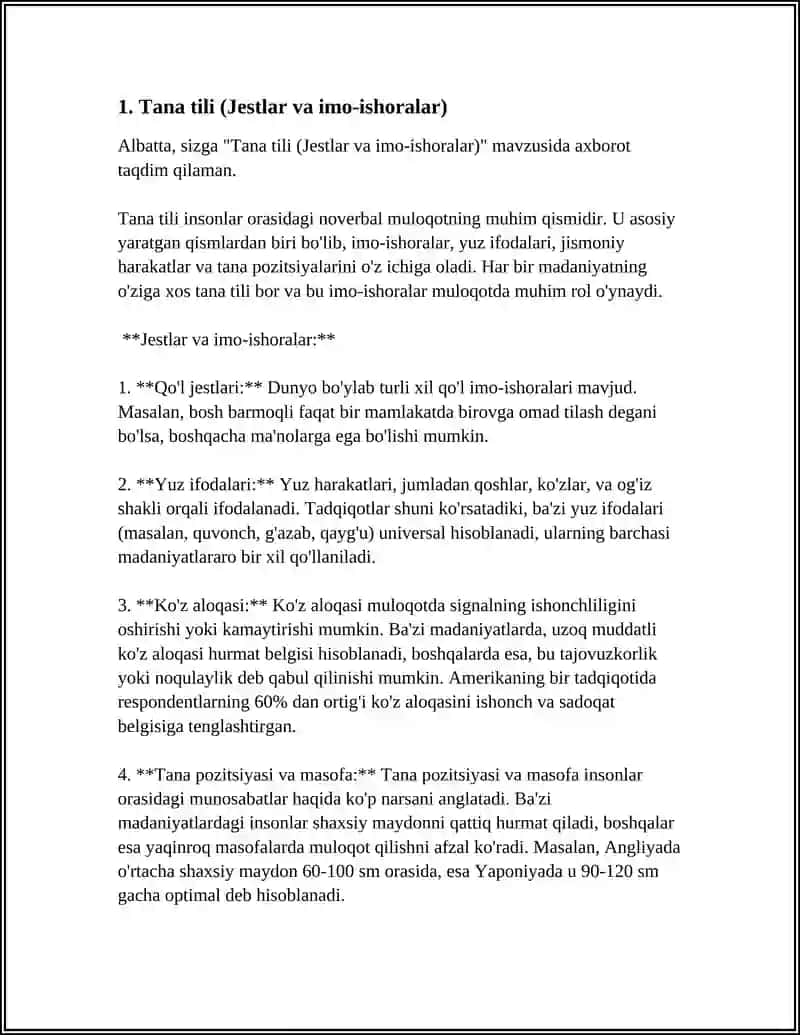 MULOQOTNI BOYITUVCHI OMILLAR.NOVERBAL MULOQOT 3