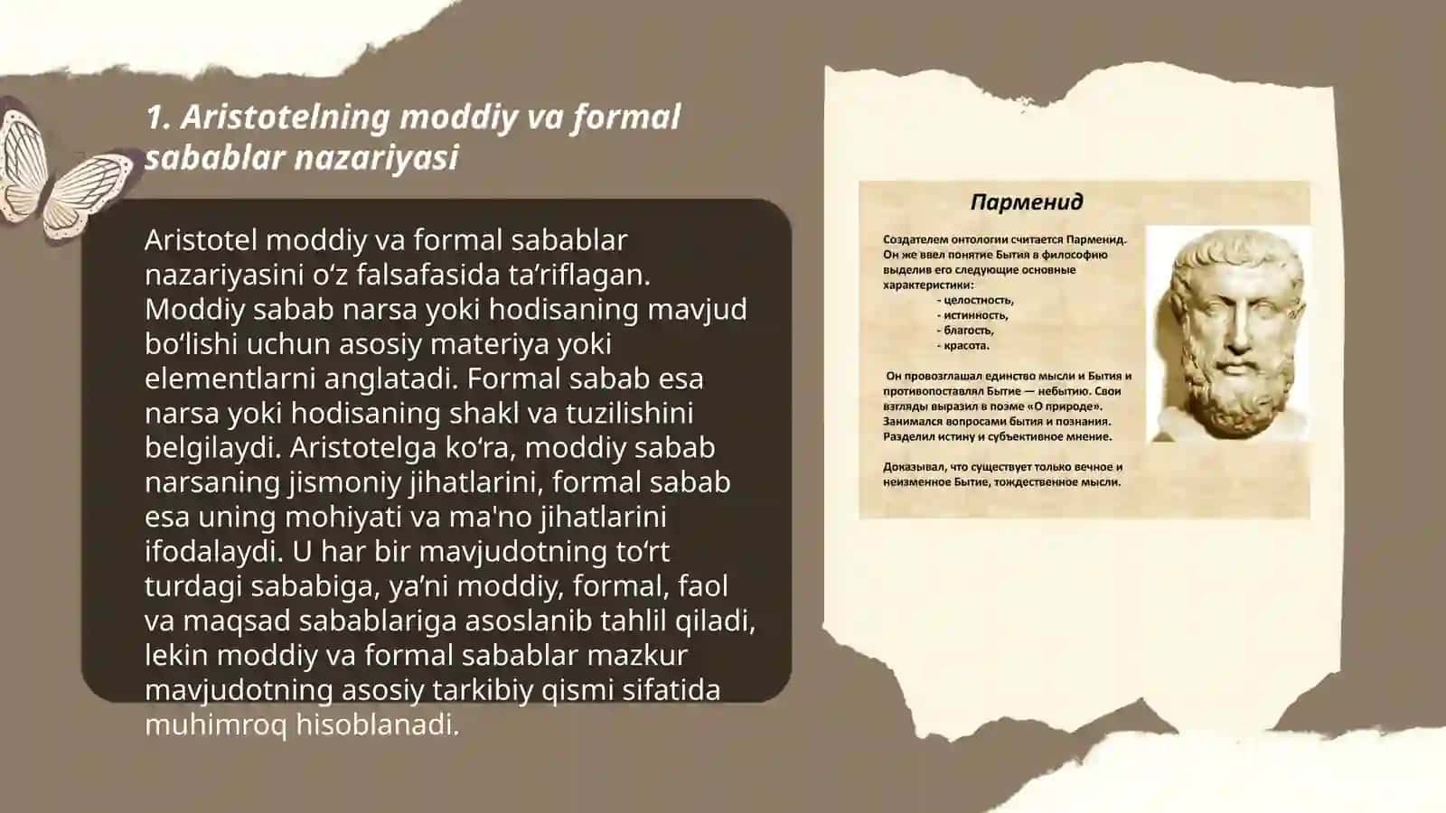 Aristotelning moddiy va formal sabablar nazariyasi 3