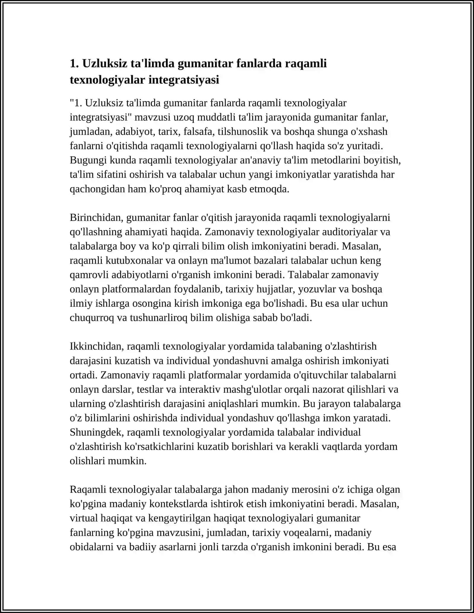 Uzluksiz ta'limda gumanitar fanlarda raqamli texnologiyalar integratsiyasi 3