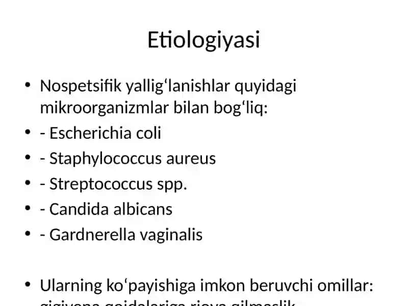 Ayollar jinsiy a’zolarining nospetsifik etiologiyali yallig‘lanish kasalliklari 3