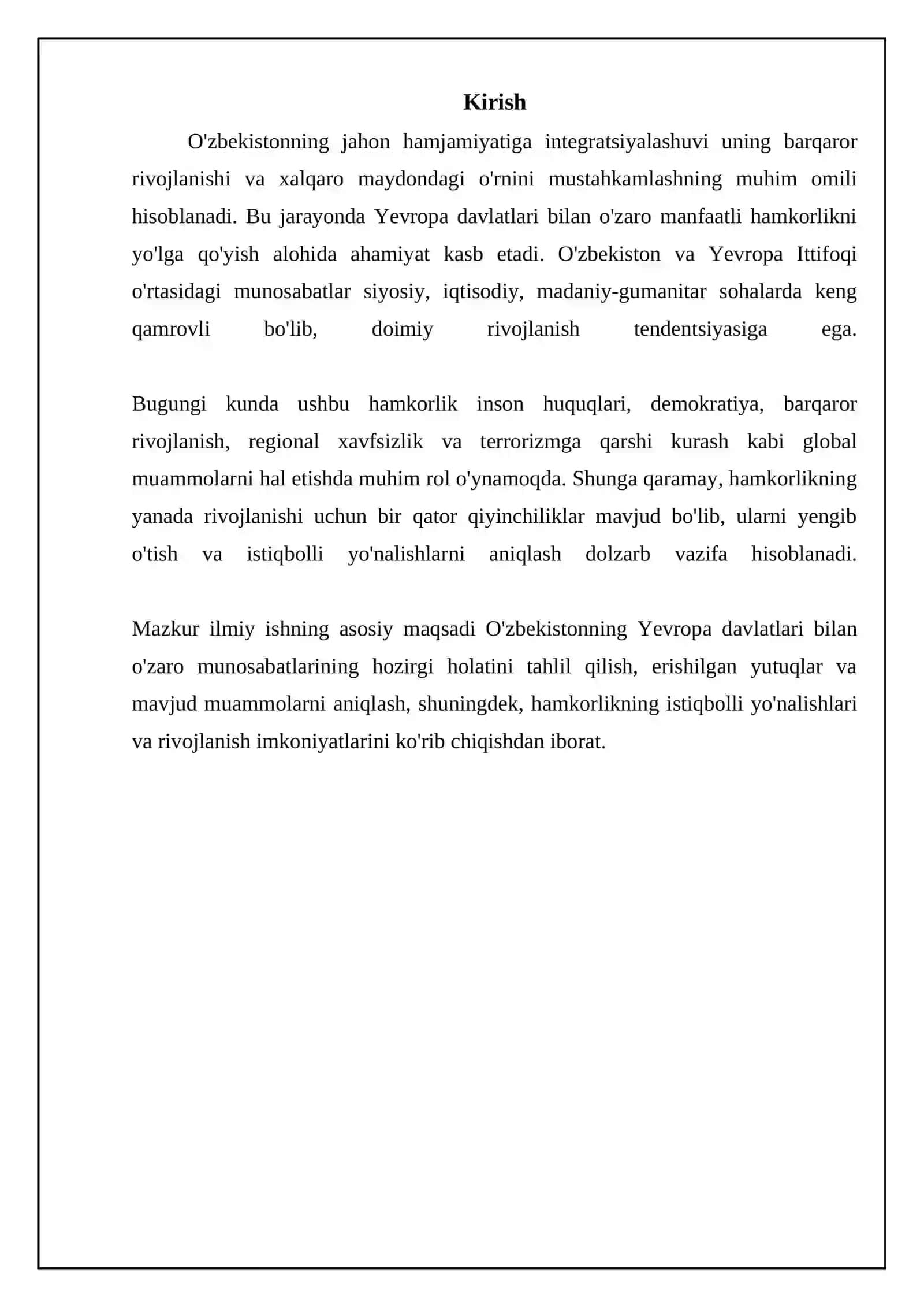 Oʻzbekiston va Yevropa Ittifoqi: Hamkorlikning asosiy yo'nalishlari 3