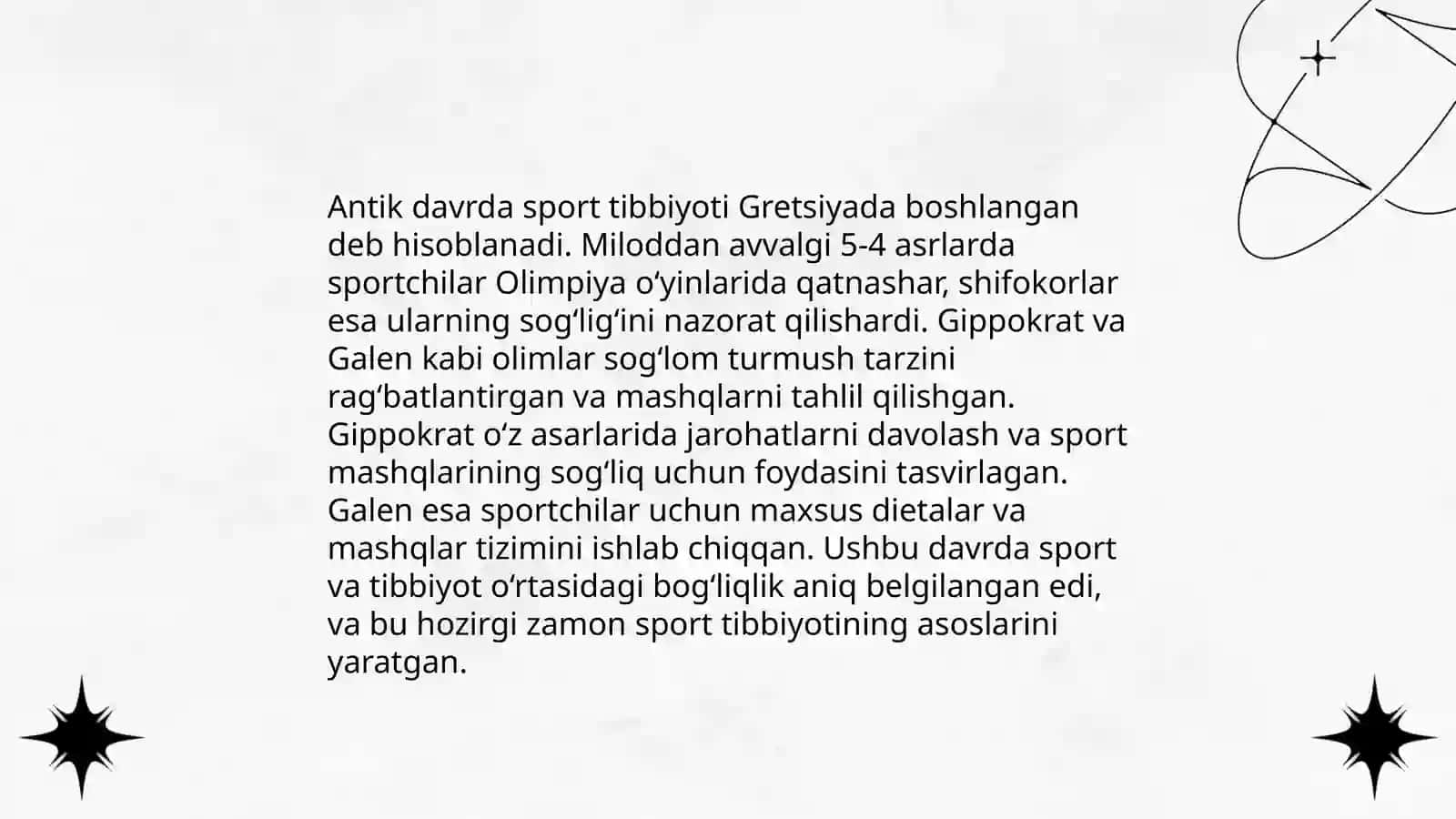 Sport tibbiyotining paydo bòlishi va rivojlanishining qisqacha tarixi 3