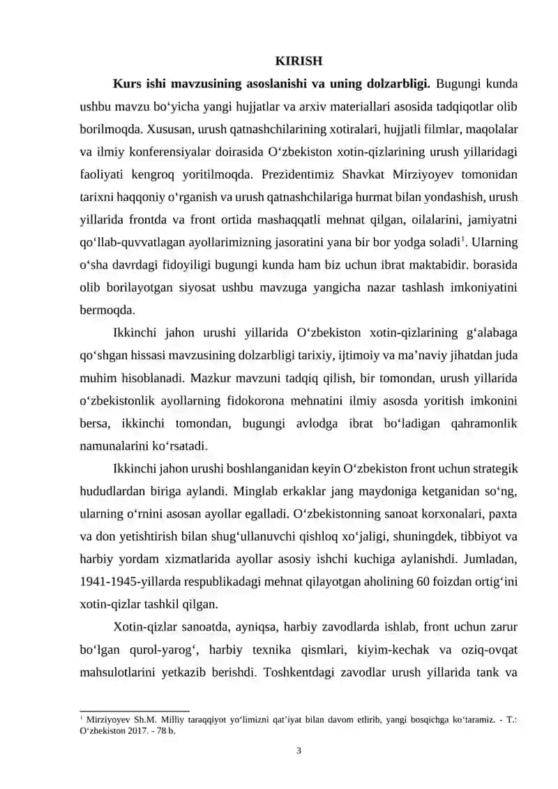 IKKINCHI JAHON URUSHI YILLARIDA O‘ZBEKISTON XOTIN-QIZLARINING G‘ALABAGA QO‘SHGAN HISSASI 3