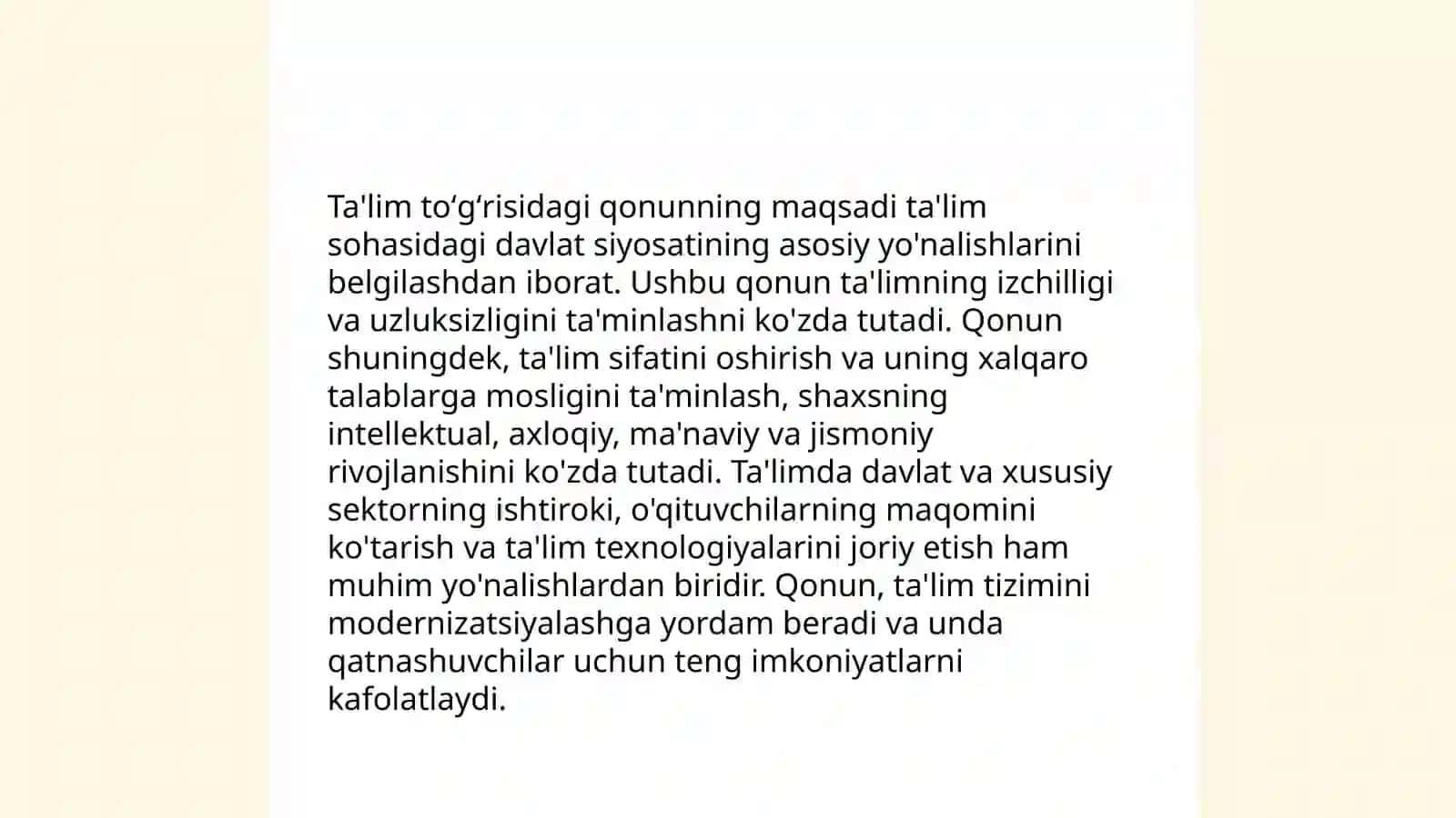 Ta'lim toʻgrisida qonun tuzilishi va umumiy tahlili 3