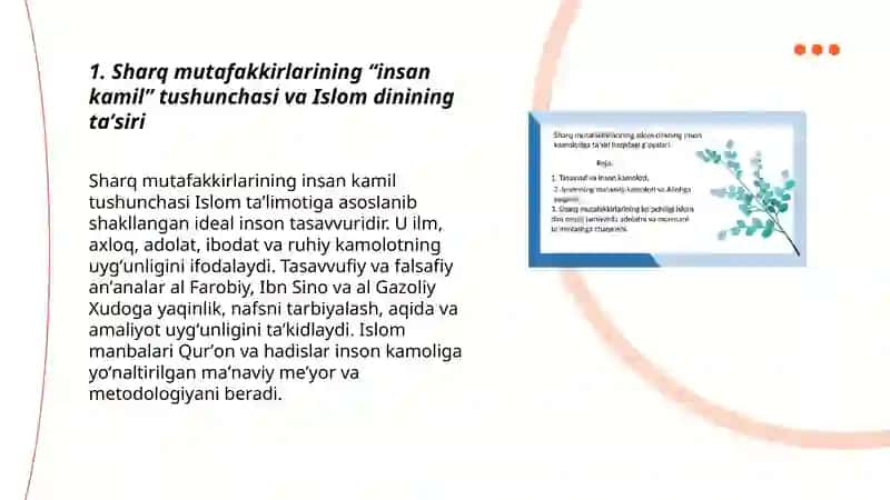 Sharq mutafakkirlarining islom dinning inson kamolotiga tasiri haqidagi gʻoyalari 3