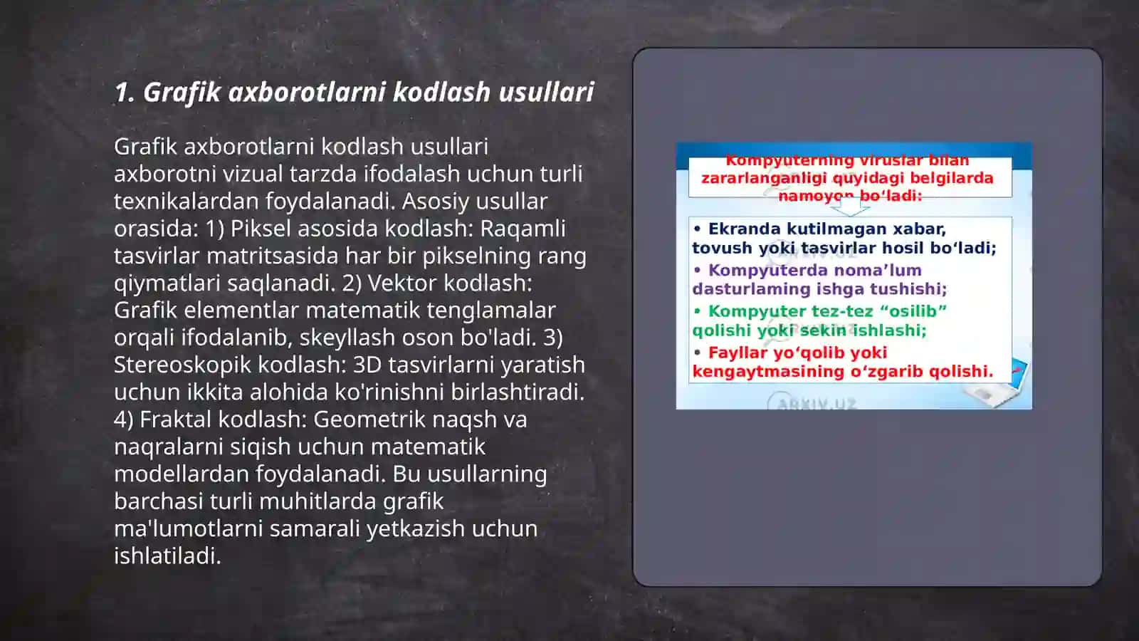 Grafik axborotlarni kodlash usullari 3