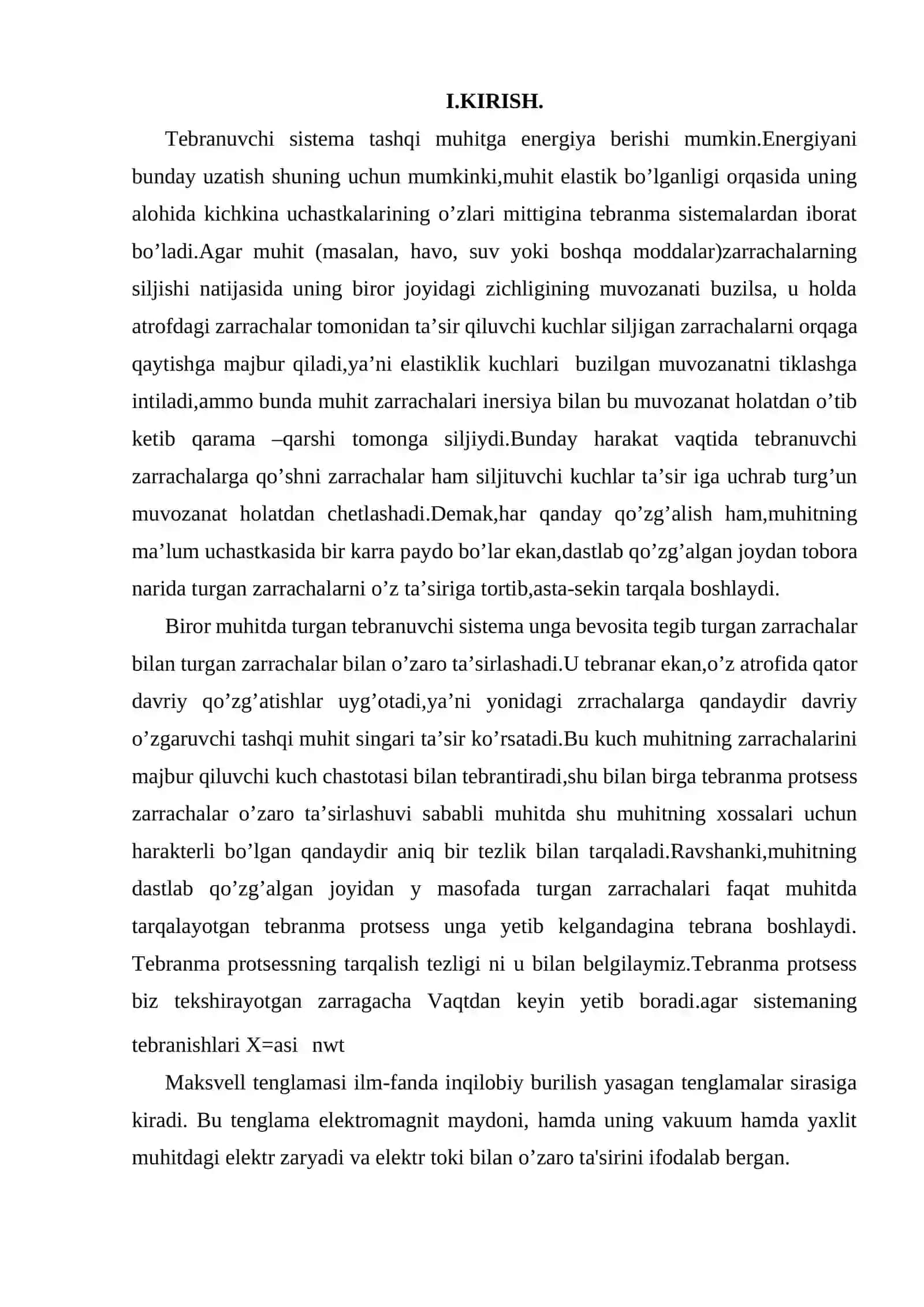 Siljish toki haqida. Maksvel 3