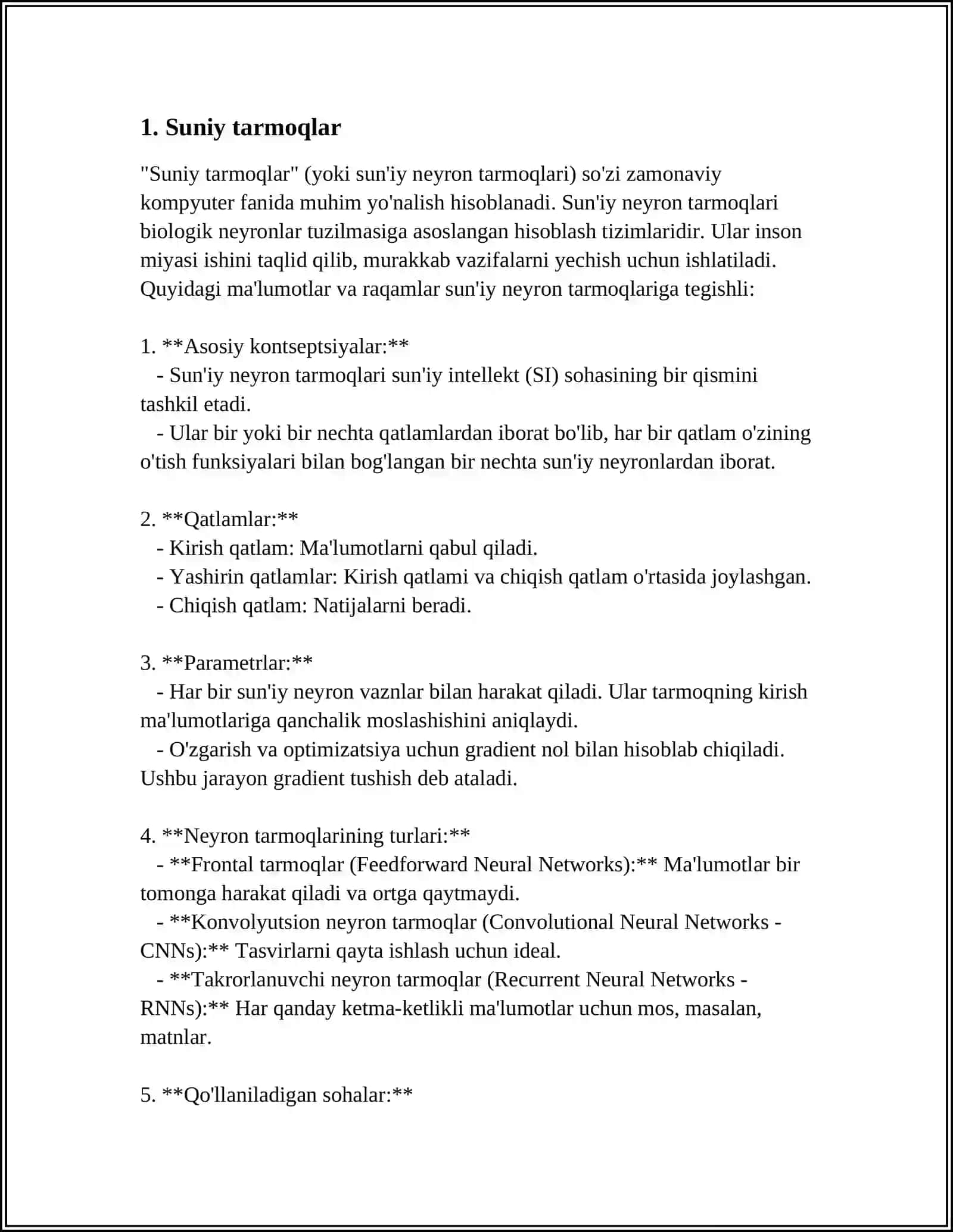 SUNIY TARMOQLARNI QAYTA ISHLASH 3