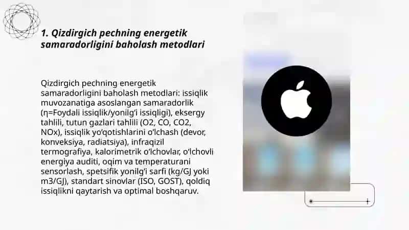 Qizdirgich pechning energetik samaradorligini baholash metodlari 3