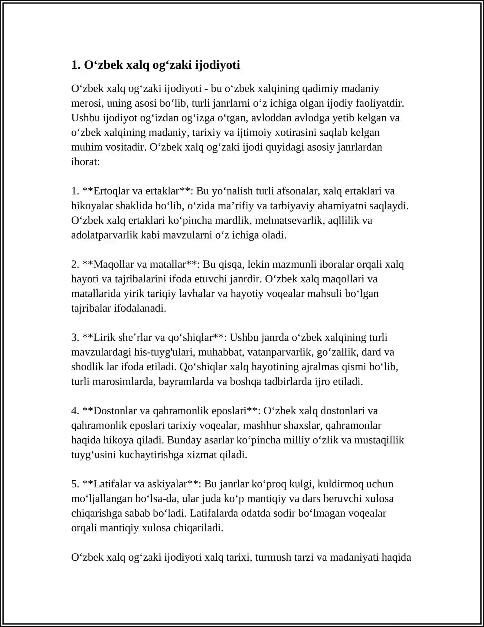 MUSTAQIL ISH Mavzu: O‘ZBEK FOLKORSHUNOSLIGINING SHAKLLANISHI VA RIVOJLANISHI 3