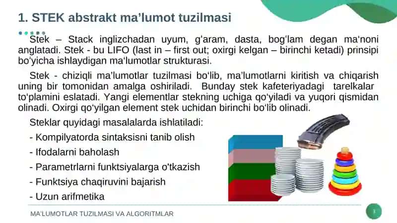 STEK abstrakt ma'lumot tuzilmasi 3