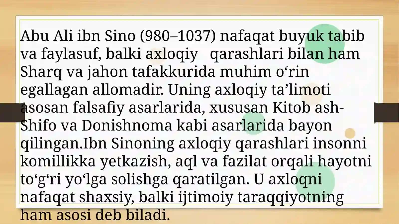 Abu Ali Ibn Sinoning axloqiy qarashlari. 3