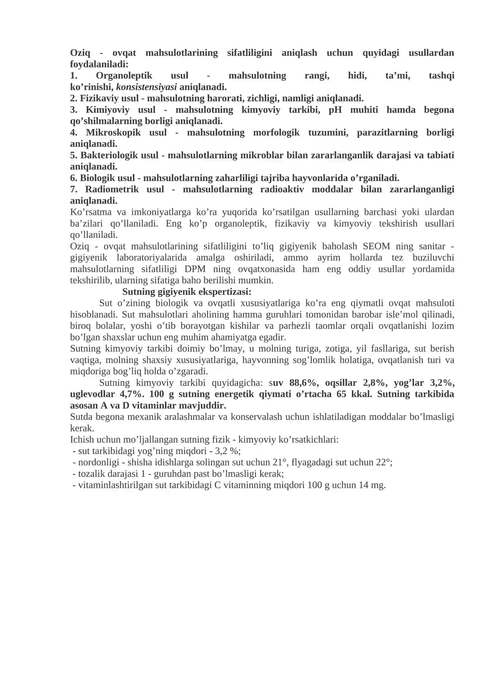 Ovqat mahsulotlarining sifatini gigiyenik baholash. Ovqatdan zaharlanishlar va ularni oldidni olish 3