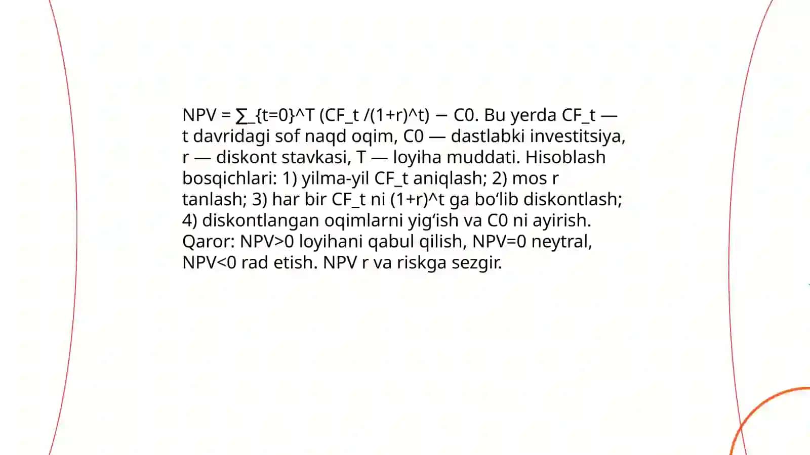Investitsiyon loyihalarning moliyaviy tahlil usullari 3