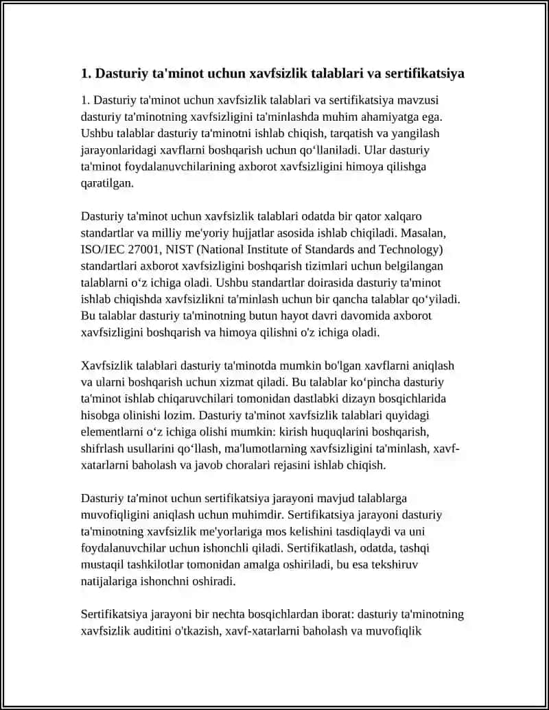 AXBOROT XAVFSIZLIGI VA DASTURIY TA'MINOTNI LOYIHALASH 3
