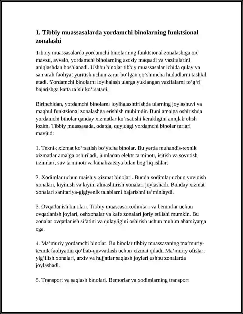 Tibbiy muassalarda yordamchi binolarning loyihalash 3