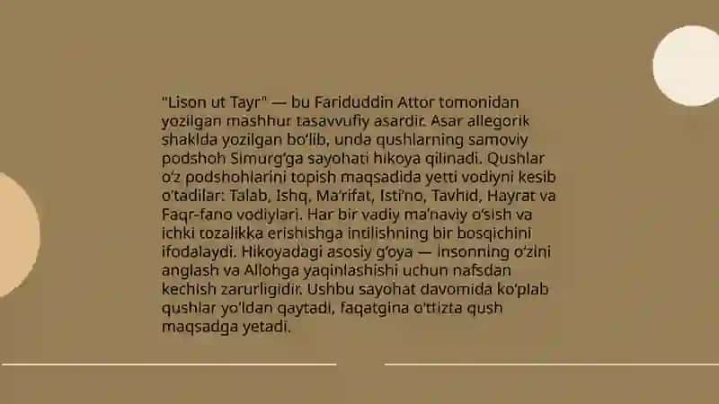 Lison ut tayr dostonining badiiy g’oyaviy xususiyatlari 3